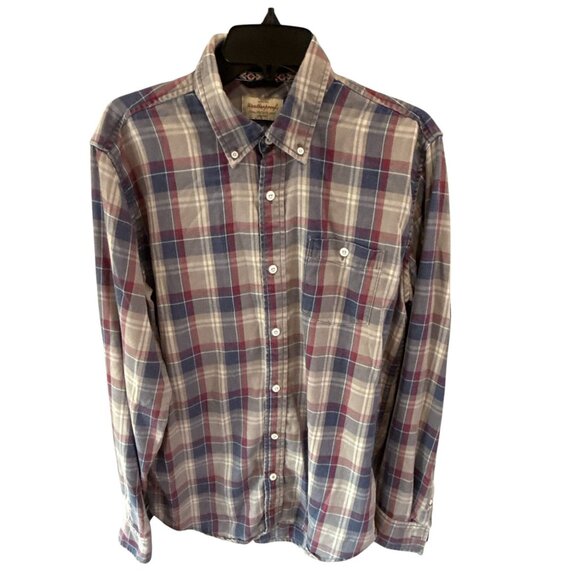 Weatherproof Vintage Plaid Flannel Shirt Red Blue Long Sleeve Button Up Men’s M - Picture 2 of 11